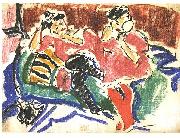 Ernst Ludwig Kirchner Two women at a couch Sweden oil painting artist